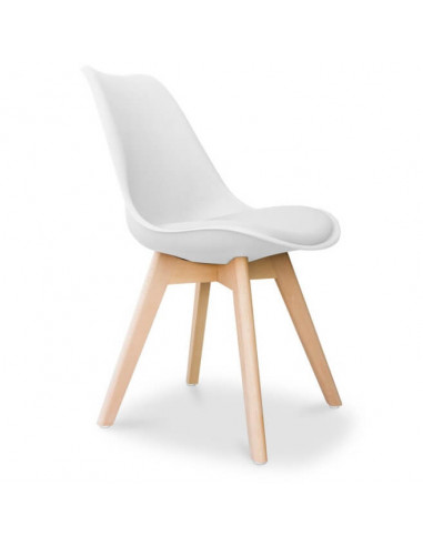 Dining chair in white or black with wooden legs ssa122006