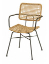 Modern armchair in synthetic rattan and black steel 2221 sho1092038