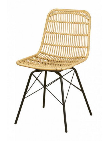 Modern chair in synthetic rattan and black steel 1223 sho1092036