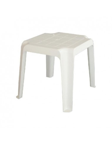 Tavolo basso in resina impilabile di colore bianco per una sedia a sdraio mtz1040001