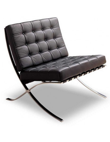 Replica Barcelona Armchair In Black, White Leather Barcelona Chair Replica