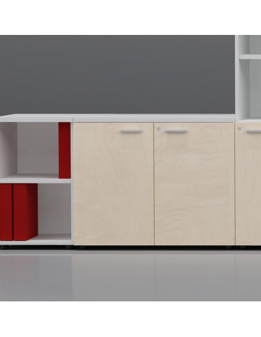 1-Door White Stackable Storage Organizer w/ 2 Adjustable Shelves Laminated Wood 