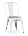 Cadeira de jantar em metal e assento em madeira sho104008