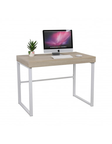 Table bureau avec le plateau coulissant en couleur chêne mes122001