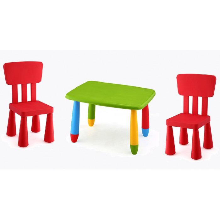 Set di Tavolo e Sedie di Prima Infanzia Quadrato Mobili Scrivania Versatile in Plastica PP per Bimbi 2-6 Enni Zerone Set Tavolo e Sedia per Bambini Rosa 