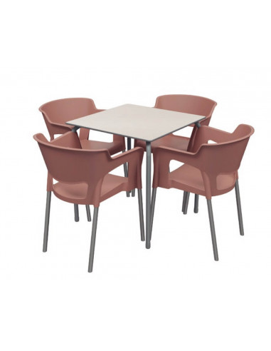 offerta set per bar terrazza composta da 4 sedie con 1 tavolo con tavola fenolica compatta