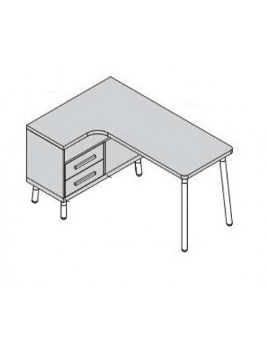 Mesa escritorio de diseño completa con mueble y cajonera a la izquierda  mju2023001
