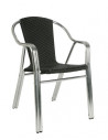 Chaises de terrasse Fauteuil aluminium empilable en rotin noir CONFORT RESOL sho1032092
