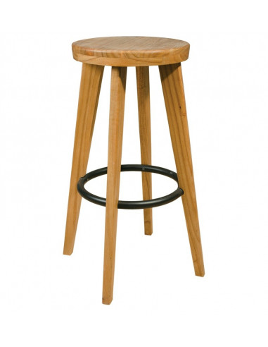 Stools for bar and terrace-Stool made of solid wood and ring footrest metal sta2013002