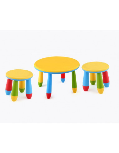 Round children's table cpu2005002 with 2 low stools in red color