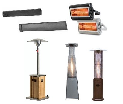 Outdoor patio heaters and misting fans