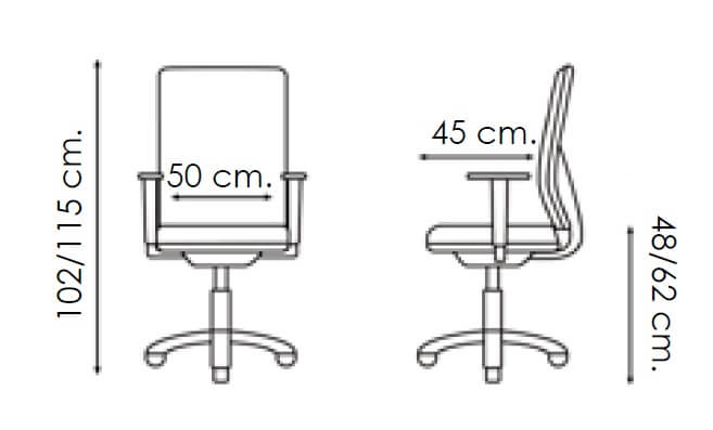 Mesures chaise de bureau moderne LUKAT