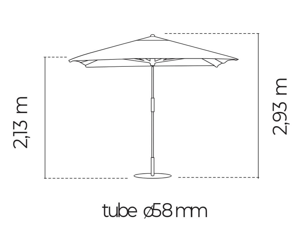 Dimensions du parasol Ezpeleta JAVA 3x3 avec structure en bois