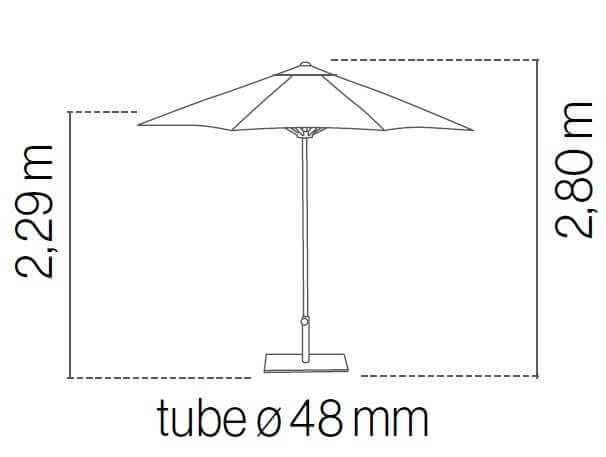 Medidas del parasol con estructura de madera JAVA de Ezpeleta