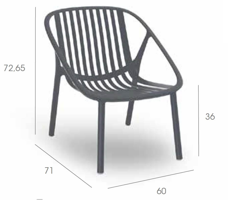 Dimensions armchair Bini by RESOL