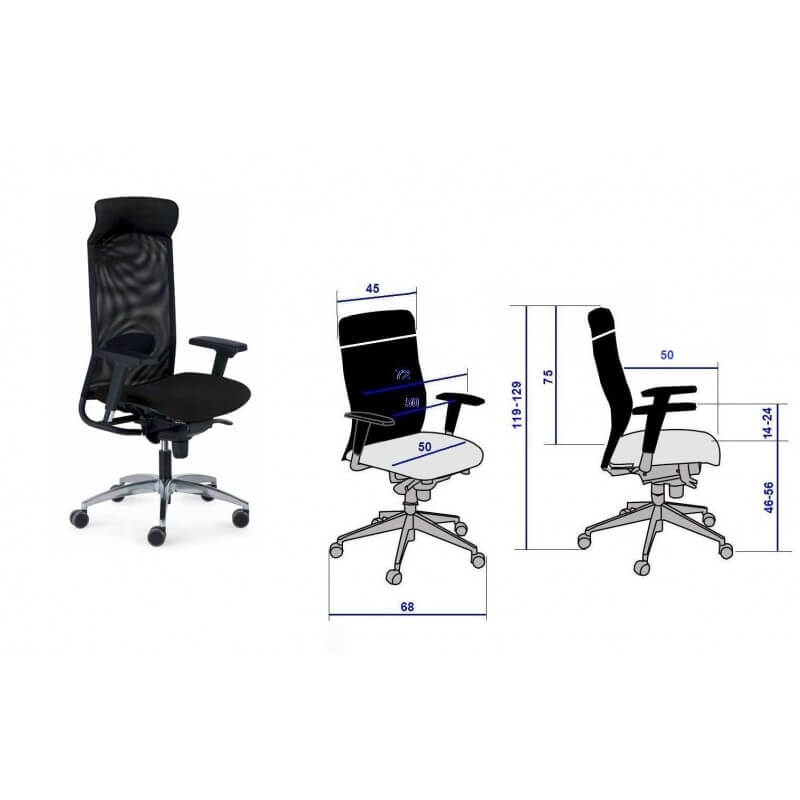Medidas silla de oficina ergonómica TECNO de LUYANDO
