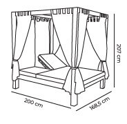 Medidas cama balinesa de madera respaldo  reclinable