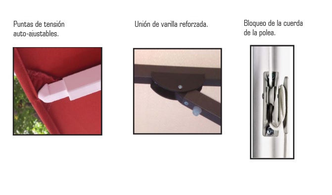 Características de las varillas del parasol de terraza para hostelería HD